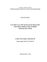 Vai trò của vốn ngân sách nhà nước cho phát triển công nghiệp tỉnh quảng ninh 