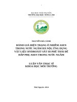 Đánh giá hiện trạng ô nhiễm asen trong nước ngầm hà nội, ứng dụng vật liệu hydroxit sắt III phế thải để hấp phụ asen trong nước ngầm 