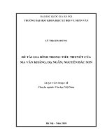 Đề tài gia đình trong tiểu thuyết của ma văn kháng, dạ ngân, nguyễn bắc sơn 