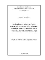 Quản lí hoạt động thư viện hướng tới giáo dục “văn hóa đọc” cho học sinh các trường THCS trên địa bàn thành phố Hà Nội.PDF