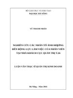 Nghiên cứu các nhân tố ảnh hưởng đến động lực làm việc của nhân viên tại nhà khách cục quản trị t 26 