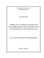 Nghiên cứu các nhân tố tác động tới chất lượng dịch vụ đăng ký kinh doanh tại sở kế hoạch và đầu tư quảng nam 