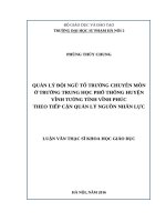 Quản lý đội ngũ tổ trưởng chuyên môn ở trường trung học phổ thông huyện vĩnh tường tỉnh vĩnh phúc theo tiếp cận quản lý nguồn nhân lực 