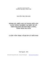 Đánh giá hiệu quả sử dụng đất sản xuất nông nghiệp tại một số xã trên địa bàn huyện phú lương, thái nguyên 