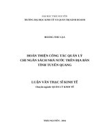 Hoàn thiện công tác quản lý chi ngân sách nhà nước trên địa bàn tỉnh tuyên quang 
