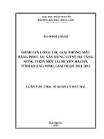 Đánh giá công tác giải phóng mặt bằng phục vụ xây dựng cơ sở hạ tầng nông thôn mới tại huyện hải hà, tỉnh quảng ninh, giai đoạn 2011 2013 