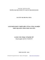 Giải pháp phát triển bền vững công nghiệp trên địa bàn tỉnh thái nguyên 
