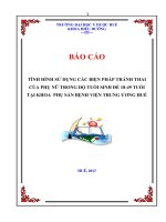 Tình hình sử dụng các biện pháp tránh thai của phụ nữ trong độ tuổi sinh đẻ 18-49 tuổi tại khoa  Phụ sản Bệnh viện Trung Ương Huế