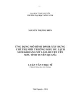 Ứng dụng mô hình DPSIR xây dựng chỉ thị môi trường khu du lịch suối khoáng mỹ lâm, huyện yên sơn, tỉnh tuyên quang 