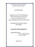 Nghiên cứu các yếu tố ảnh hưởng đến sử dụng dịch vụ kiểm toán báo cáo tài chính của doanh nghiệp nhỏ và vừa tại việt nam 