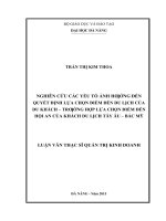 Nghiên cứu các yếu tố ảnh hưởng đến quyết định lựa chọn điểm du lịch của du khách   trường hợp lựa chọn điểm đến hội an của khách du lịch tây âu  bắc mỹ