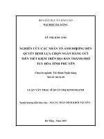 Nghiên cứu các nhân tố ảnh hưởng đến quyết định lựa chọn ngân hàng gửi tiền tiết kiệm trên địa bàn thành phố tuy hòa, tỉnh phú yên 