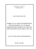 Nghiên cứu các nhân tố ảnh hưởng đến tính thanh khoản của các doanh nghiệp kinh doanh khoáng sản niêm yết trên thị trường chứng khoán việt nam 
