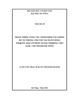 Hoàn thiện công tác thẩm định tài chính dự án trong cho vay tại ngân hàng TMCP ngoại thương việt nam   chi nhánh đà nẵng 