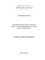 Hoàn thiện tổ chức công tác kế toán trong các doanh nghiệp nhỏ và vừa trên địa bàn tỉnh hải dương 