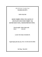 Hoàn thiện công tác quản lý chi ngân sách nhà nước tại huyện hòa vang, thành phố đà nẵng 