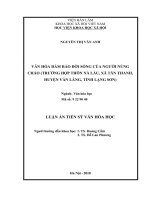 Văn hóa đảm bảo đời sống của người nùng cháo (trường hợp thôn nà lầu, xã tân thanh, huyện văn lãng, tỉnh lạng sơn) 