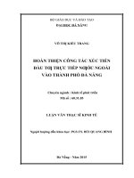 Hoàn thiện công tác xúc tiến đầu tư trực tiếp nước ngoài vào thành phố đà nẵng 