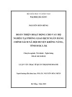 Hoàn thiện hoạt động cho vay hộ nghèo tại phòng giao dịch ngân hàng chính sách xã hội huyện kroong năng, chi nhánh đăk lăk 