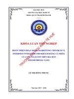Hoàn thiện hoạt động marketing cho dịch vụ internet dành cho khách hàng cá nhân của FPT telecom trên địa bàn thành phố đà nẵng 