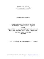 Nghiên cứu khả năng sinh trưởng, phát triển, năng suất của một số giống đậu tương và xác định tổ hợp phân bón phù hợp cho giống có triển vọng tại trường đại học nông lâm thái nguyên 