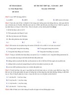 Đề thi thử THPT QG 2019   sinh học   gv trần thanh thảo   đề 18   có lời giải