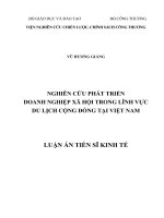 Nghiên cứu phát triển doanh nghiệp xã hội trong lĩnh vực du lịch cộng đồng tại việt nam 