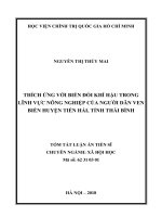 thích ứng với biến đổi khí hậu trong lĩnh vực nông nghiệp của người dân ven biển tiền hải, tỉnh thái bình tt