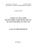 Nghiên cứu phát triển doanh nghiệp xã hội trong lĩnh vực du lịch cộng đồng tại việt nam
