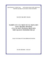 Nghiên cứu các nhân tố tác động đến tăng trưởng tín dụng của các quỹ tín dụng nhân dân trên địa bàn tỉnh bình thuận 