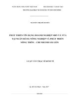 Nguyễn thị mỹ duyên  phát triển tín dụng doanh nghiệp nhỏ và vừa tại ngân hàng nông nghiệp và phát triển nông thôn   chi nhánh sài gòn  