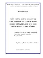 Nhân tố ảnh hưởng đến mức độ công bố thông tin của các doanh nghiệp niêm yết tại sở giao dịch chứng khoán TP  hồ chí minh 