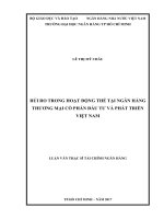 Rủi ro trong hoạt động thẻ tại ngân hàng thương mại cổ phần đầu tư và phát triển việt nam 