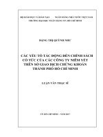 Các yếu tố tác động đến chính sách cổ tức của các công ty niêm yết trên sở giao dịch chứng khoán thành phố hồ chí minh 