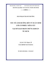 Yếu tố ảnh hưởng đến tỷ suất sinh lời cổ phiếu niêm yết tại sở giao dịch chứng khoán TP HCM 