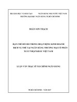 Hạn chế rủi ro trong hoạt động kinh doanh dịch vụ thẻ tại ngân hàng thương mại cổ phần xuất nhập khẩu việt nam 