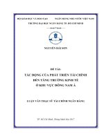 Tác động của phát triển tài chính đến tăng trưởng kinh tế ở khu vực đông nam á 