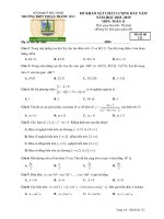 ĐỀ THI KHẢO sát CHẤT LƯỢNG đầu năm môn TOÁN lớp 11 THPT THUẬN THÀNH bắc NINH 2019 