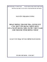 Hoạt động thanh tra, giám sát các quỹ tín dụng nhân dân của ngân hàng nhà nước việt nam   chi nhánh tỉnh đồng tháp 