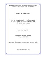 Yếu tố tác động đến tỷ suất sinh lời của quỹ tín dụng nhân dân trên địa bàn tỉnh tiền giang 