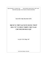 Dịch vụ thẻ tại ngân hàng thương mại cổ phần đầu tư và phát triển việt nam   chi nhánh bảo lộc 