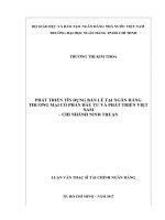 Phát triển tín dụng bán lẻ tại ngân hàng thương mại cổ phần đầu tư và phát triển việt nam   chi nhánh ninh thuậ 