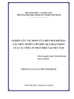 NGHIÊN cứu tác ĐỘNG của BIẾN đổi KHÍ hậu, cấu TRÚC sở hữu lên HIỆU QUẢ HOẠT ĐỘNG của các CÔNG TY PHÁT điện tại VIỆT NAM tt 