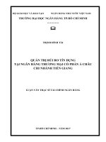 Quản trị rủi ro tín dụng tại ngân hàng thương mại cổ phần á châu chi nhánh tiền giang 