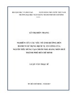 Nghiên cứu các yếu tố ảnh hưởng đến hành vi sử dụng dịch vụ ăn uống của người tiêu dùng tại chuỗi nhà hàng món huế thành phố hồ chí minh