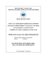 TIẾP cận ý ĐỊNH KHỞI NGHIỆP BẰNG mô HÌNH THÁI độ về KHỞI NGHIỆP và XEM xét tác ĐỘNG của GIÁO dục và NGUỒN vốn NGHIÊN cứu THỰC NGHIỆM tại VIỆT NAM tt 