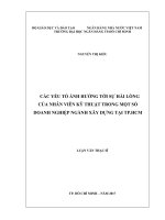 Các yếu tố ảnh hưởng tới sự hài lòng của nhân viên kỹ thuật trong một số doanh nghiệp ngành xây dựng tại TP HCM 