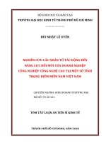 NGHIÊN cứu các NHÂN tố tác ĐỘNG đến NĂNG lực đổi mới của DOANH NGHIỆP CÔNG NGHIỆP CÔNG NGHỆ CAO tại một số TỈNH TRỌNG điểm MIỀN NAM VIỆT NAM tt 