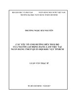 Các yếu tố ảnh hưởng đến thái độ của người lao động đang làm việc tại ngân hàng TMCP quân đội khu vực TP HCM 
