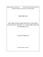 Phát triển tín dụng đối với lĩnh vực mía đường tại ngân hàng thương mại cổ phần đầu tư và phát triển việt nam   chi nhánh gia lai 